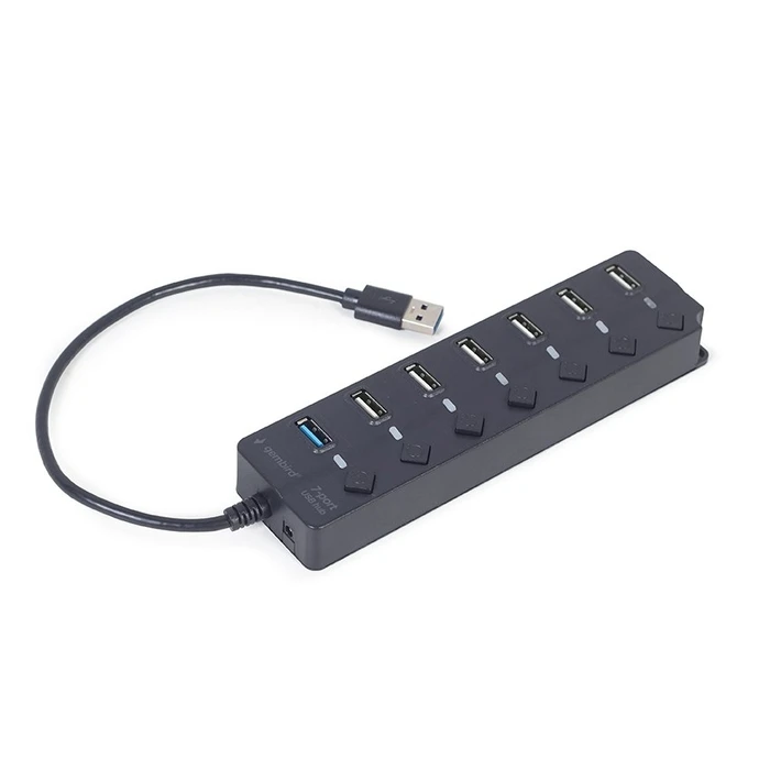 USB Hub Gembird UHB-U3P1U2P6P-01 7-port (1 x 3.1 + 6 x 2.0) with switches, black
