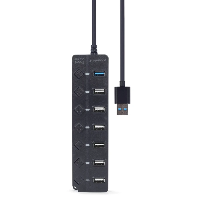 USB Hub Gembird UHB-U3P1U2P6P-01 7-port (1 x 3.1 + 6 x 2.0) with switches, black