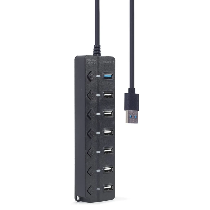USB Hub Gembird UHB-U3P1U2P6P-01 7-port (1 x 3.1 + 6 x 2.0) with switches, black