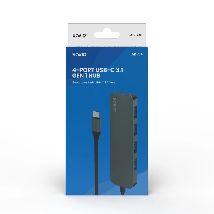 USB Hub Savio USB-C - 4 x USB-A, AK-54