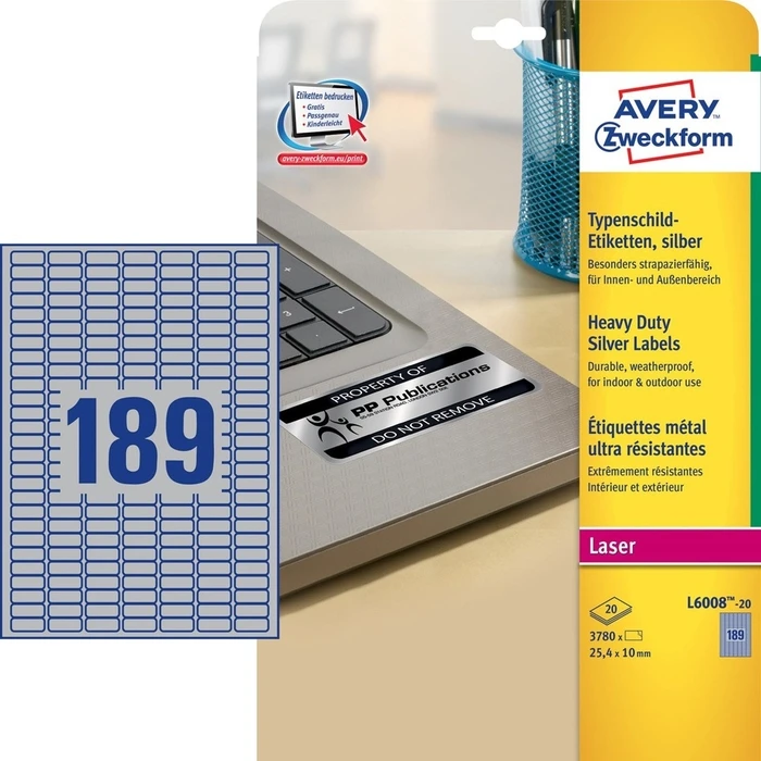 Αυτοκόλλητες Ετικέτες Avery Silver Heavy Duty Labels