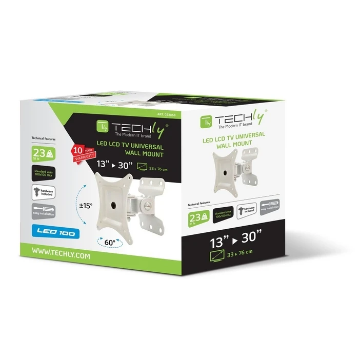 Βάση Τηλεόρασης Techly LCD LED 13-30" Full Motion White" ICA-LCD 201WH