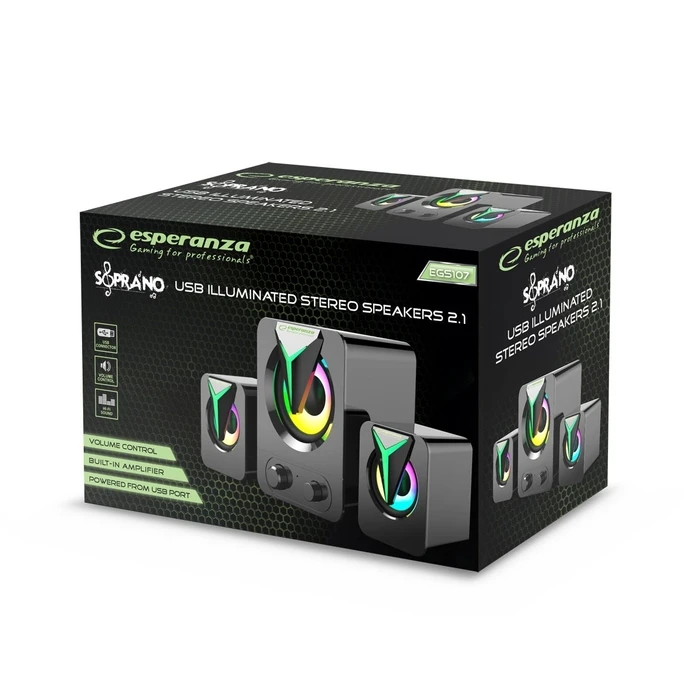 Ηχεία PC Esperanza EGS107 2.1 USB LED 5 W Black