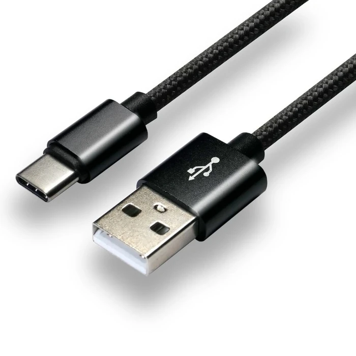 Καλώδιo USB Everactive USB-C 1m - Black, braided, quick 3A - CBB-1CB