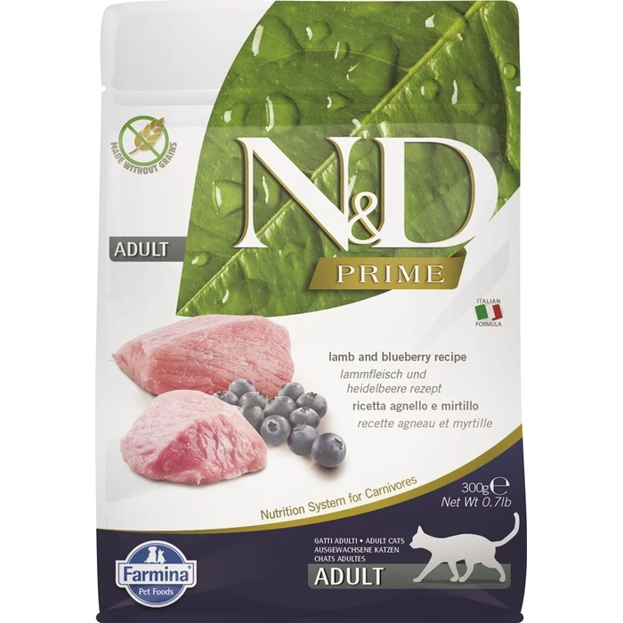 Ξηρά Τροφή Γάτας Farmina N&D Prime Lamb and Blueberry Adult - 300 g