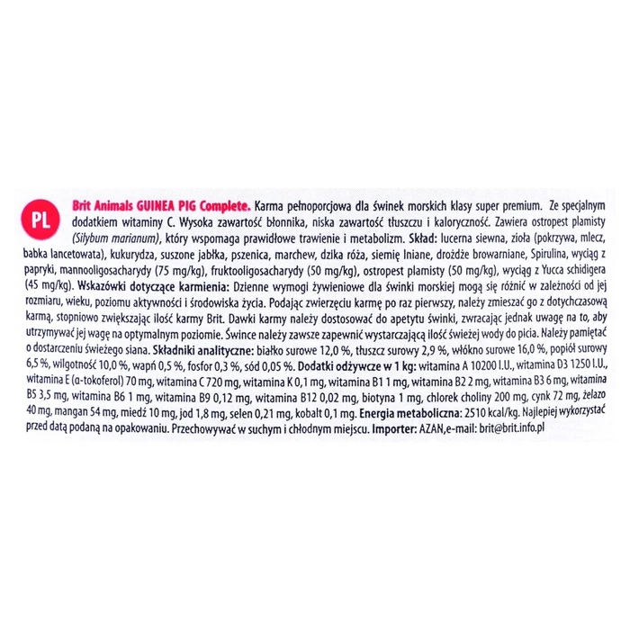 Τροφή Τρωκτικών Brit Animals Guinea Pig Complete - for guinea pigs - 1.5 kg