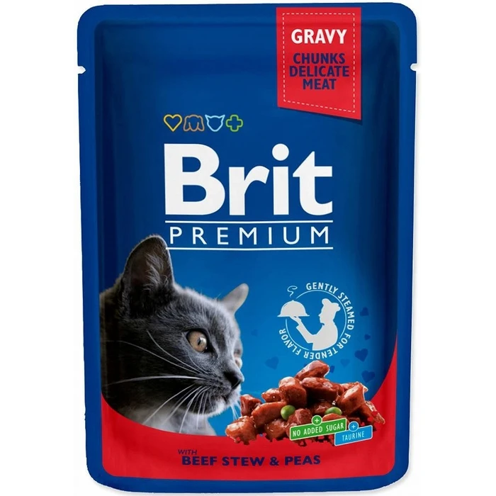 Υγρή Τροφή Γάτας Brit Premium Beef Stew&Peas 100g
