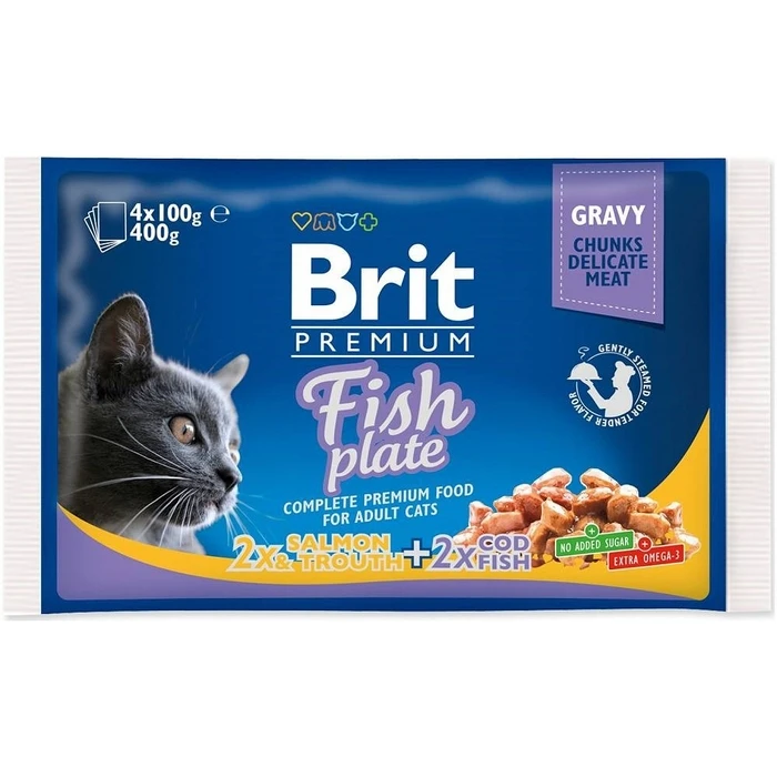 Υγρή Τροφή Γάτας Brit Premium Fish Plate 4x100g