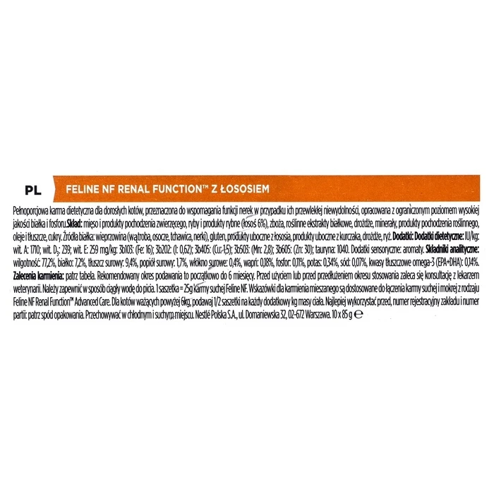 Υγρή Τροφή Γάτας Purina NF Renal Function Feline Salmon 10x85g