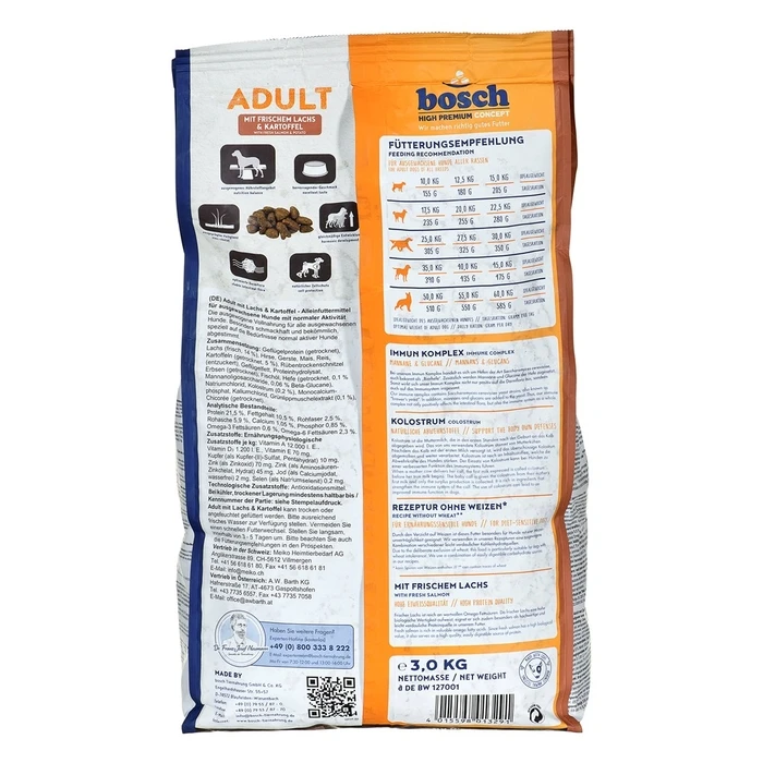 Ξηρά Τροφή Σκύλων Bosch 09030 Adult Salmon Potato 3 kg