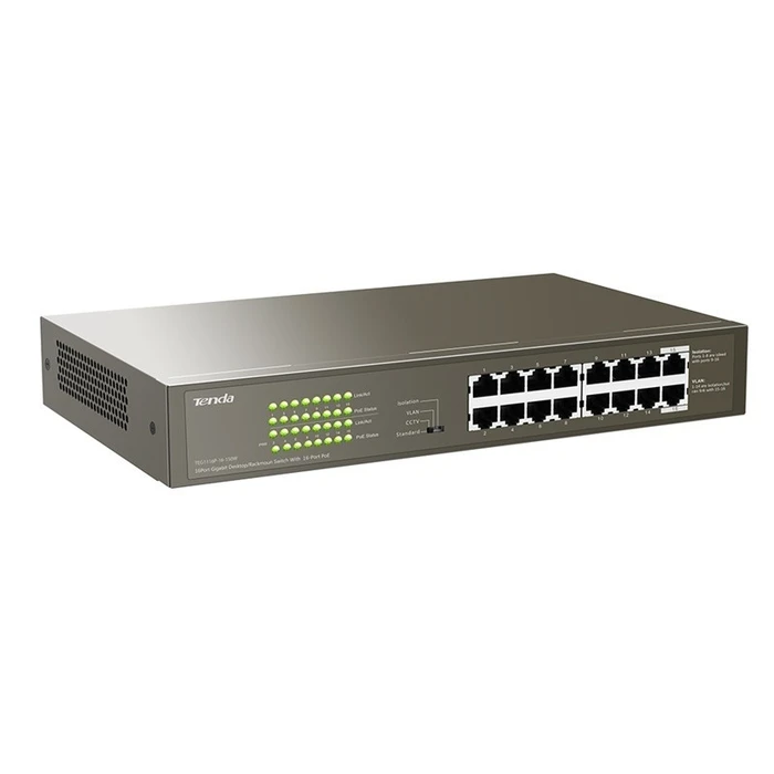 Network Switch Tenda TEG1116P-16-150W-EU Unmanaged Gigabit (PoE) Bronze