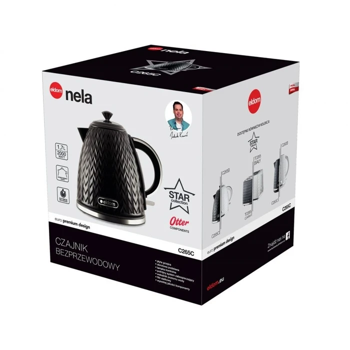 Βραστήρας Eldom NELA, 1.7 l capacity, 2000W power, black