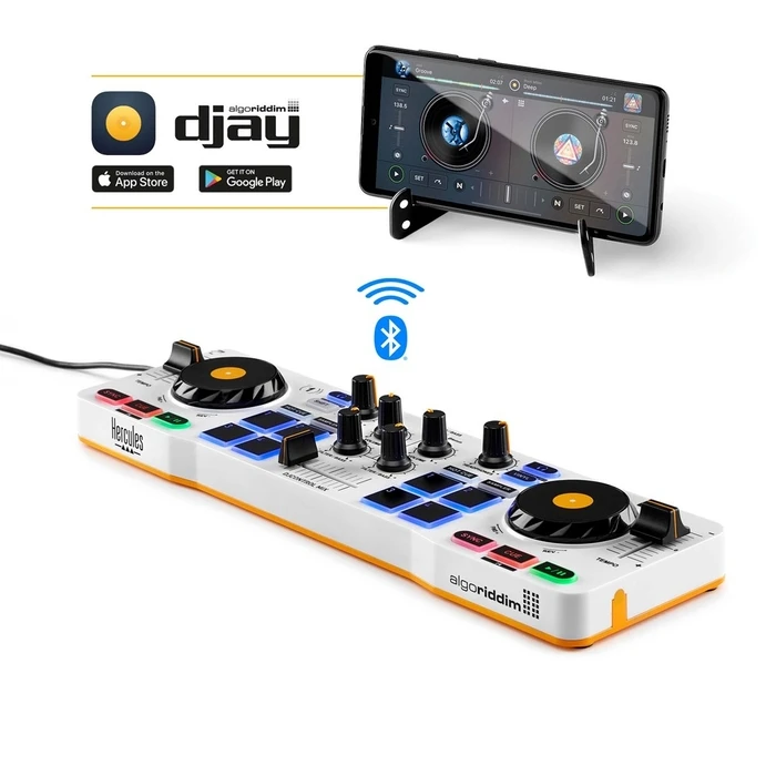 DJ Controller Hercules MIX Bluetooth Andoid e 2 channels Black, White, Yellow