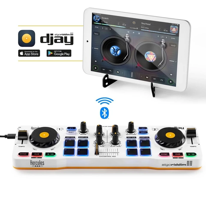 DJ Controller Hercules MIX Bluetooth Andoid e 2 channels Black, White, Yellow