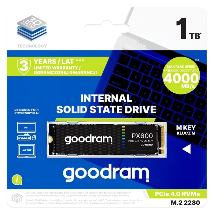 Σκληρός Δίσκος M.2 SSD 500GB Goodram SSDPR-PX600-500-80 PCI-e 4.0 3D NAND NVMe