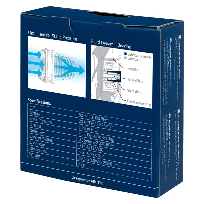 Case Fan 8cm Arctic P8 - Pressure-optimised