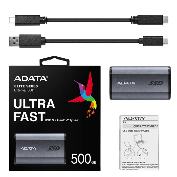 Eξωτερικός Σκληρός Δίσκος 500GB Adata SE880 Wi-Fi Grey
