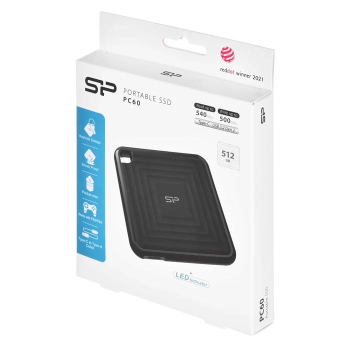 Eξωτερικός Σκληρός Δίσκος 512GB SSD Silicon Power PC60 (USB 3.2 Gen 2, SP512GBPSDPC60CK)