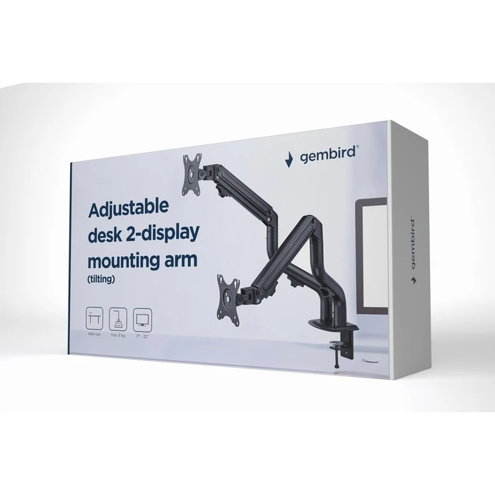 Βάση Monitor Gembird MA-DA2-02 Adjustable desk 2 (tilting), 17”-32”, up to 8 kg