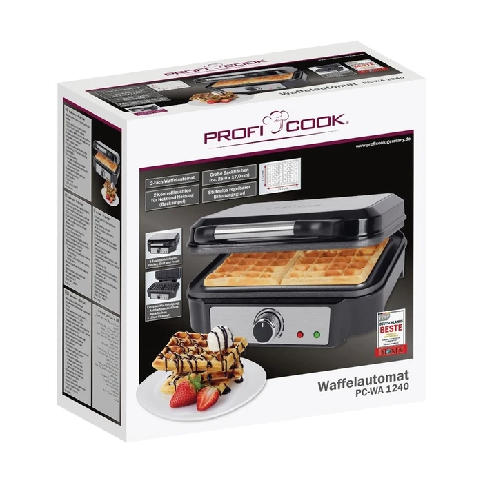 Βαφλιέρα Proficook PC-WA 1240 2 waffle(s) 1000W Black, Stainless steel