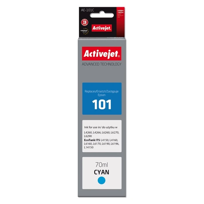 Μελάνι Συμβατό Activejet Ink AAE-101C for Epson 101, Supreme, 70 ml, cyan