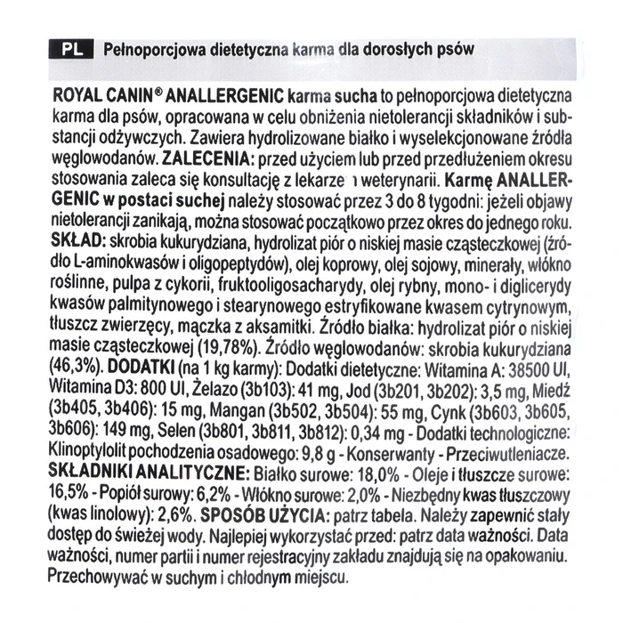 Ξηρά Τροφή Σκύλων Royal Canin Anallergenic 8 kg Adult