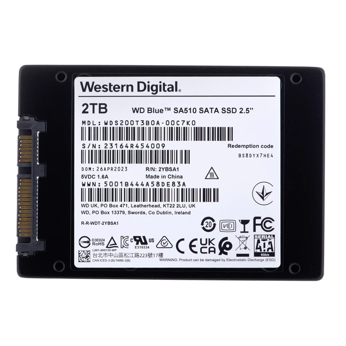 Σκληρός Δίσκος 2.5" SSD 2TB WD Blue SA510 Serial ATA III
