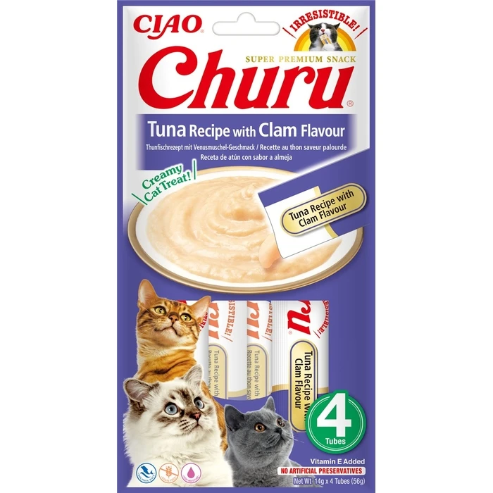Σνακ Γάτας Inaba Churu Tuna with clam flavour 4x14 g