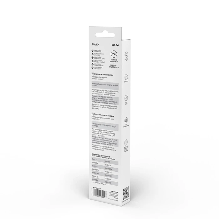 Τηλεχειριστήριο Savio RC-14 Universal for HISENSE, SMART TV