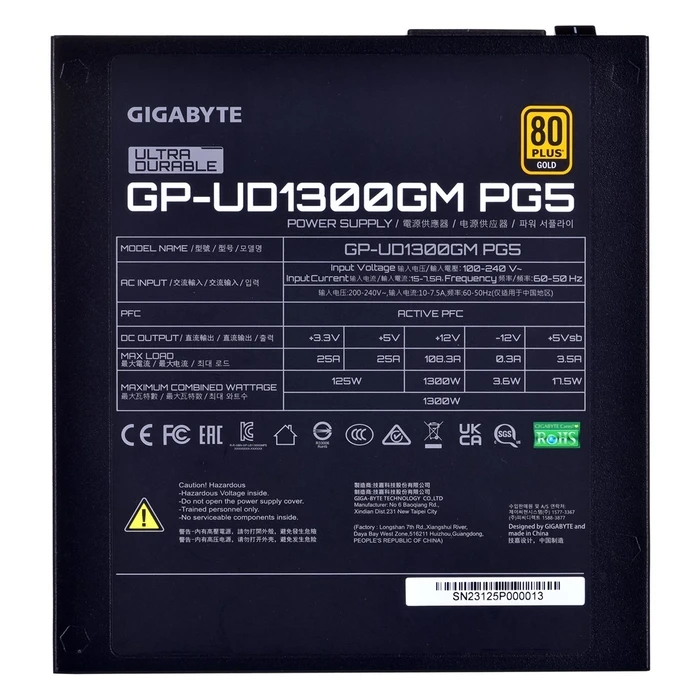 Τροφοδοτικό 1300W Zasilacz Gigabyte UD1300GM PG5 80+ Gold