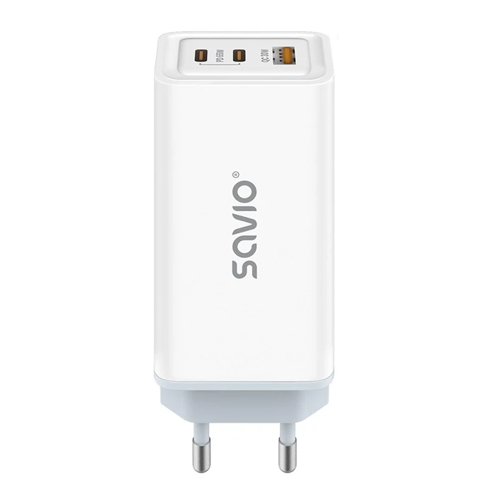 Φορτιστής Πρίζας Savio LA-07 GaN 65W mains USB, QC4.0+, PD 3.0, White