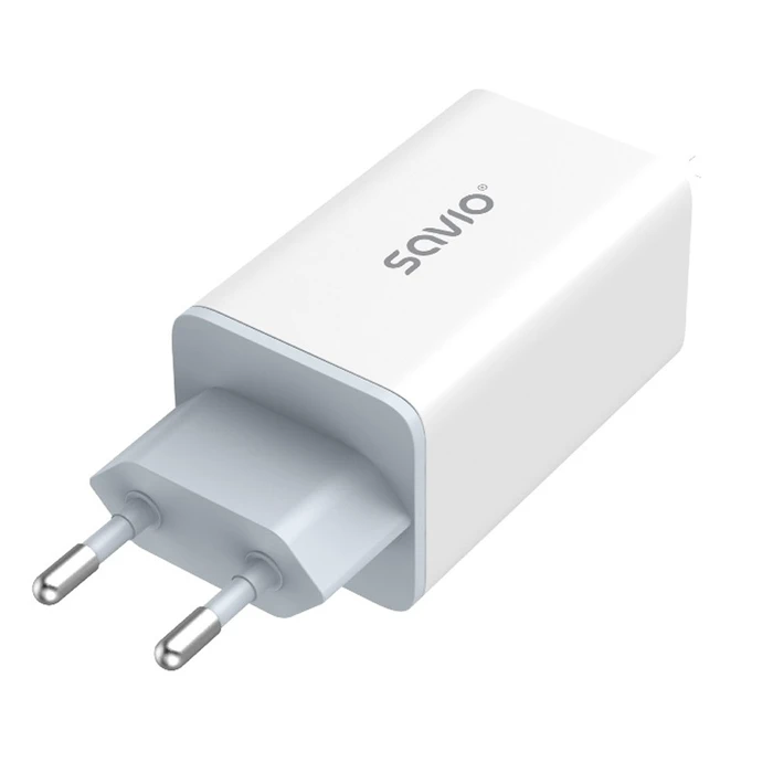 Φορτιστής Πρίζας Savio LA-07 GaN 65W mains USB, QC4.0+, PD 3.0, White