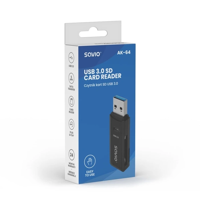 Card Reader Savio SD USB 3.0, AK-64