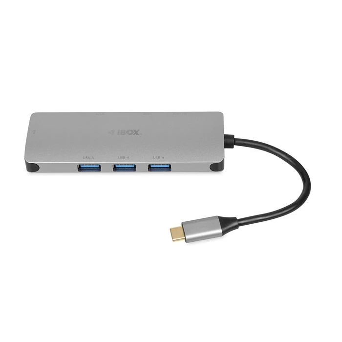 Docking Station iBox IUH3RJ4K 3.2 Gen 1 (3.1 Gen 1) Type-C Power Delivery 100W Silver