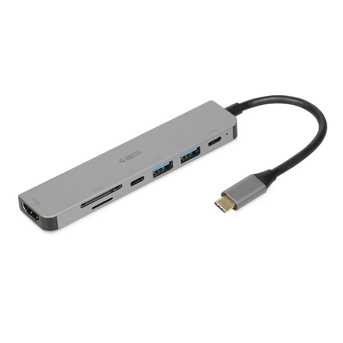 Docking Station iBox IUH3SL4K 3.2 Gen 1 (3.1 Gen 1) Type-C Power Delivery 100W Silver