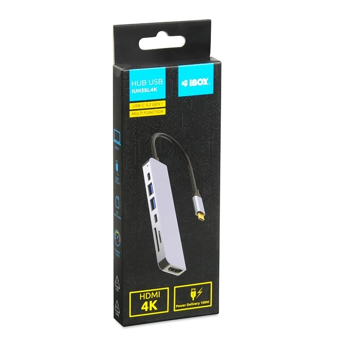 Docking Station iBox IUH3SL4K 3.2 Gen 1 (3.1 Gen 1) Type-C Power Delivery 100W Silver