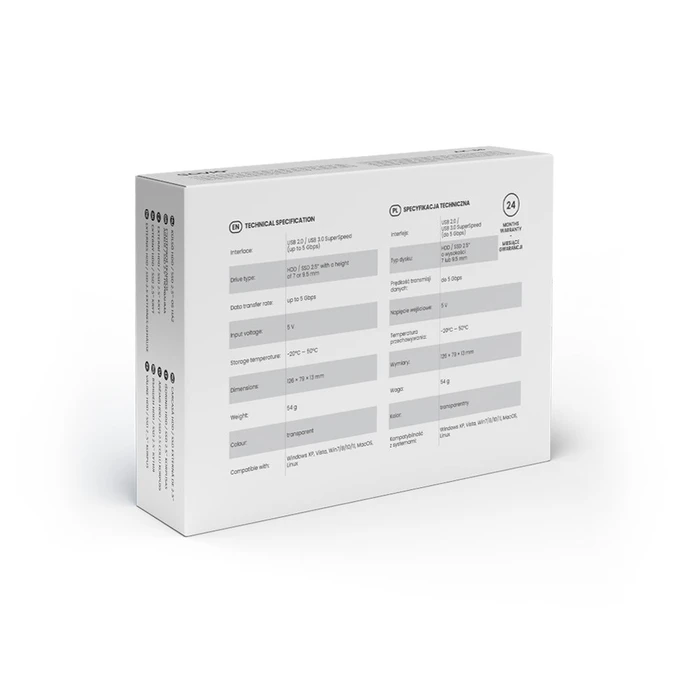 Θήκη για Σκληρό Δίσκο Savio 2.5" HDD/SSD USB 3.0, transparent, AK-66