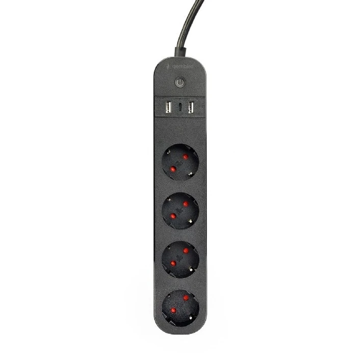 Πολύπριζο με USB Gembird TSL-PS-S4U-01 Smart 4 AC outlet(s) Type E 1.5 m 3 3680 W Black