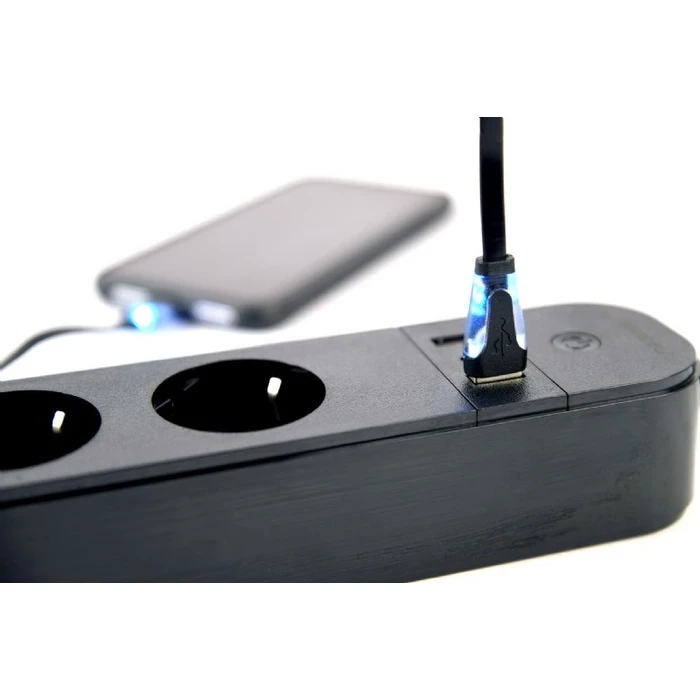 Πολύπριζο με USB Gembird TSL-PS-S4U-01 Smart 4 AC outlet(s) Type E 1.5 m 3 3680 W Black