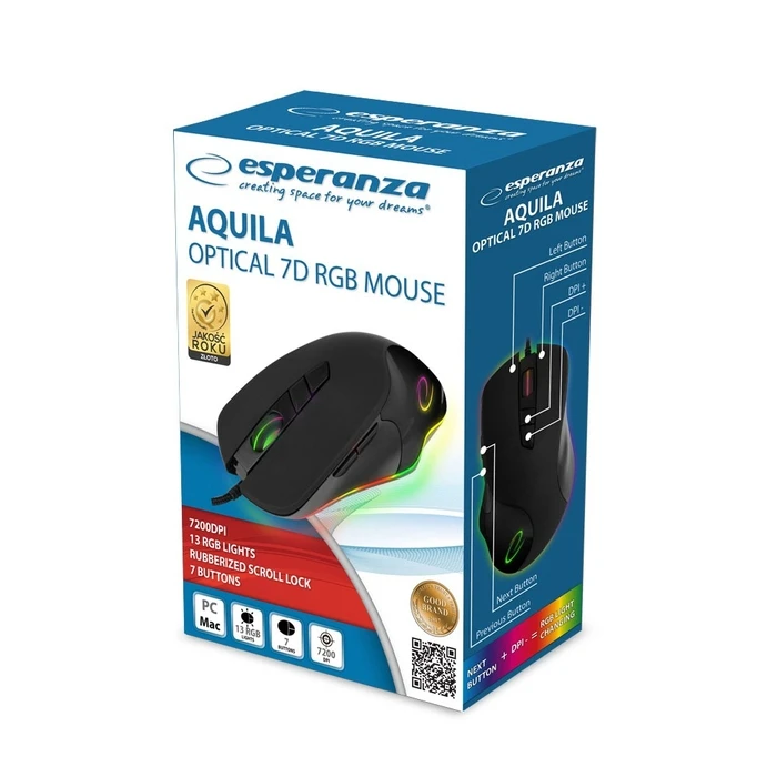 Ποντίκι Ενσύρματο Esperanza EM132 Right-hand USB Optical 7200 DPI
