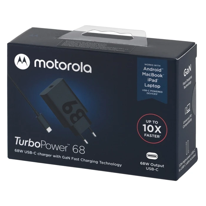 Φορτιστής Πρίζας Motorola TurboPower 68 GaN w/ 6.5A Type-C cable, Black