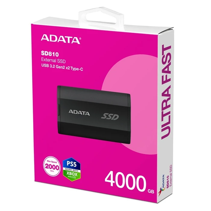 Eξωτερικός Σκληρός Δίσκος SSD 4TB Adata SD810 Black