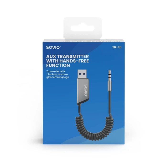 FM Transmitter Savio TR-16 AUX with hands-free function, Bluetooth 5.3, Google Assistant/Siri