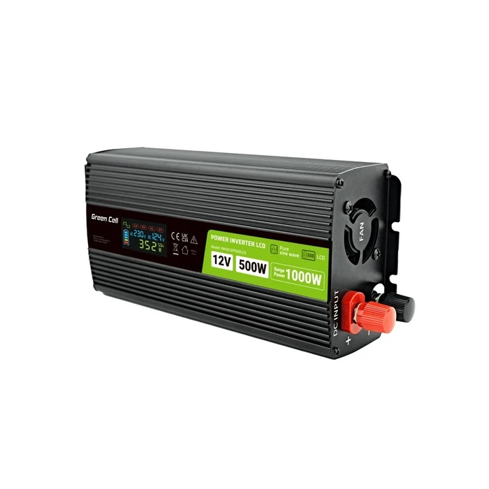 Inverter Αυτοκινήτου Green Cell LCD 12V 500W/10000W with display - pure sine wave