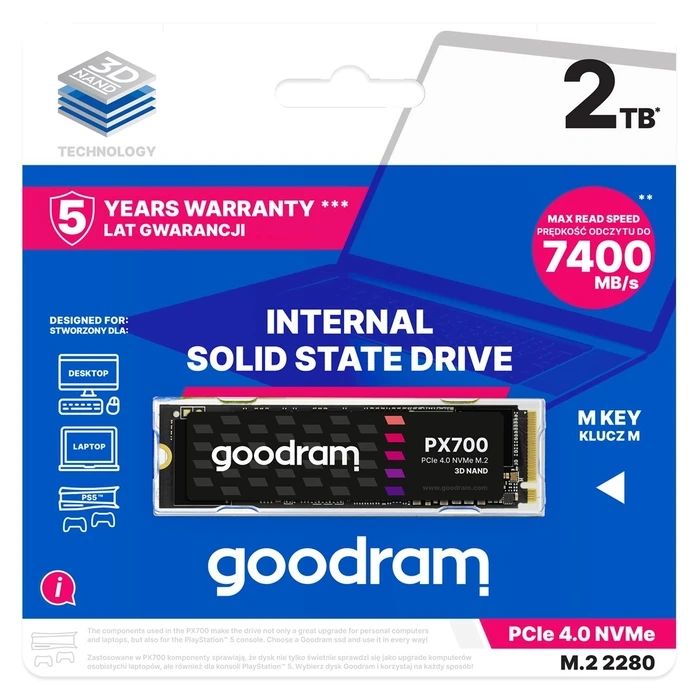 Σκληρός Δίσκος M.2 SSD 2TB Goodram PX700 SSD SSDPR-PX700-02T-80 drive PCI-E 4.0 3D NAND NVMe