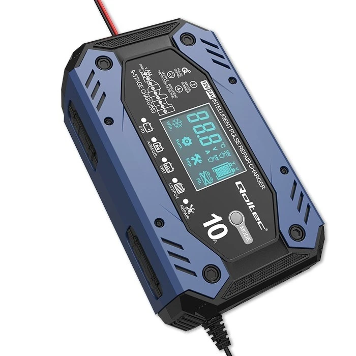 Φορτιστής Μπαταριών Qoltec 52482 for STD AGM GEL LiFePO4, with repair function,12-24V,10A, LCD