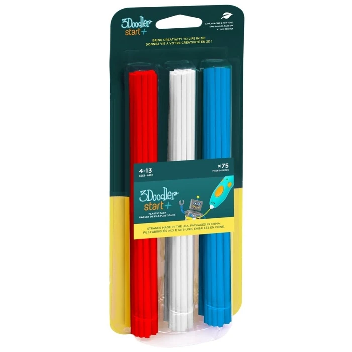 3D Printer Filament 3Doodler Start 3DS-ECO-MIX1-75 3D printing Compostable plastic Blue, Red, White 1 g