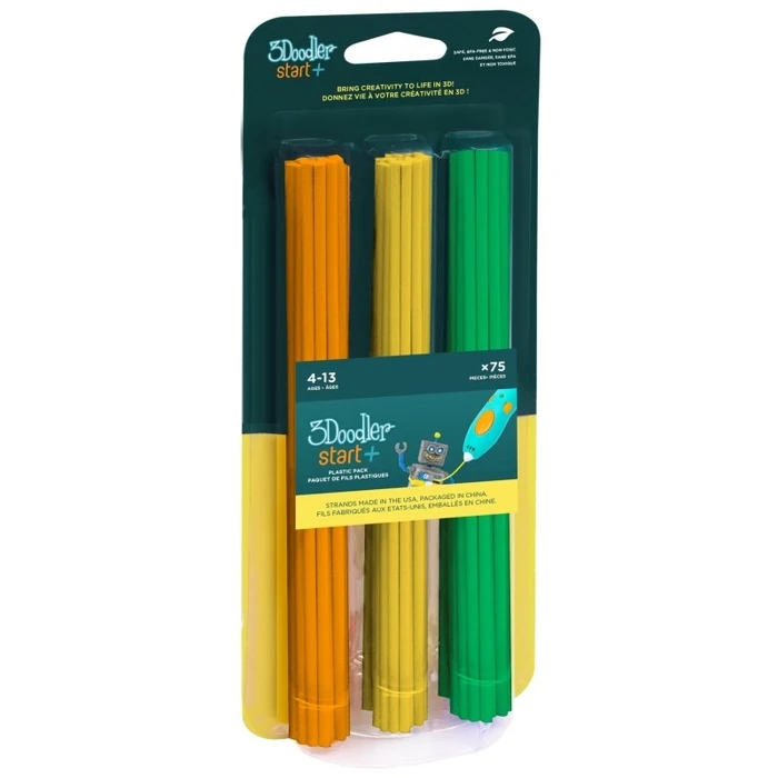 3D Printer Filament 3Doodler Start 3DS-ECO-MIX2-75 3D printing Compostable plastic Green, Orange, Yellow 1 g