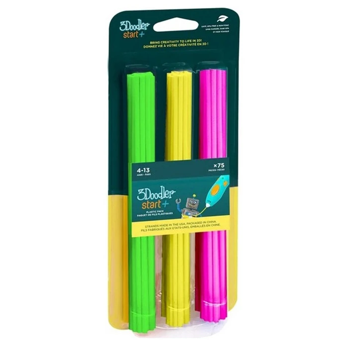 3D Printer Filament 3Doodler Start 3DS-ECO-MIX4-75 3D printing Compostable plastic Green, Pink, Yellow 1 g