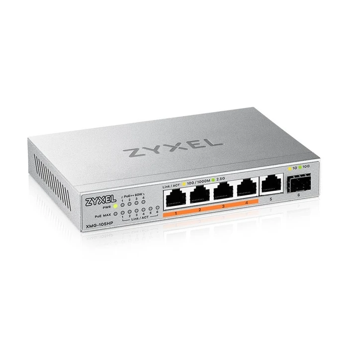 Network Switch Zyxel XMG-105HP Unmanaged 2.5G (100/1000/2500) (PoE) Silver